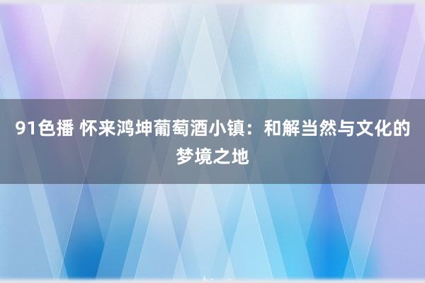 91色播 怀来鸿坤葡萄酒小镇：和解当然与文化的梦境之地