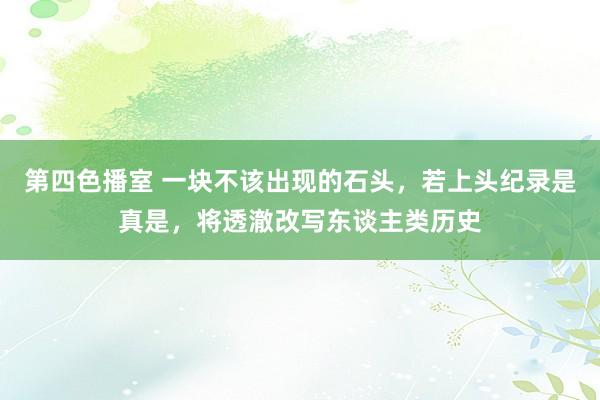 第四色播室 一块不该出现的石头，若上头纪录是真是，将透澈改写东谈主类历史