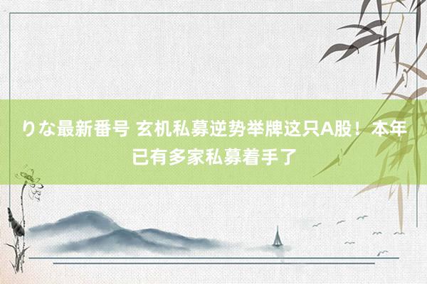 りな最新番号 玄机私募逆势举牌这只A股！本年已有多家私募着手了