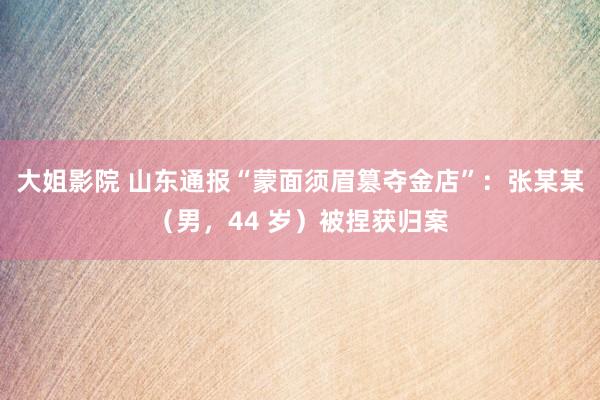 大姐影院 山东通报“蒙面须眉篡夺金店”：张某某（男，44 岁）被捏获归案