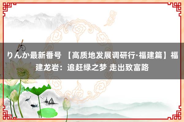 りんか最新番号 【高质地发展调研行·福建篇】福建龙岩：追赶绿之梦 走出致富路