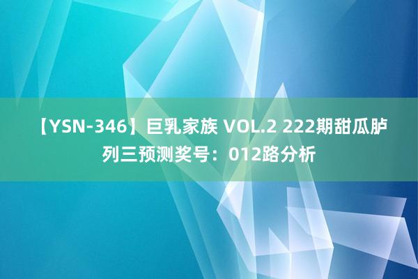 【YSN-346】巨乳家族 VOL.2 222期甜瓜胪列三预测奖号：012路分析