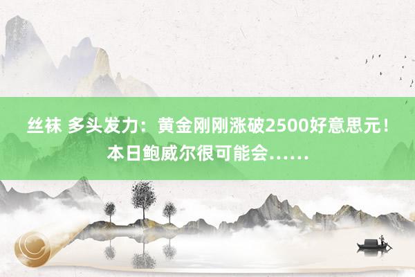 丝袜 多头发力：黄金刚刚涨破2500好意思元！本日鲍威尔很可能会……