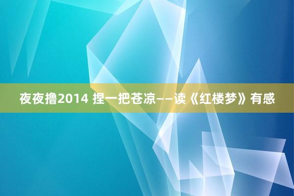 夜夜撸2014 捏一把苍凉——读《红楼梦》有感